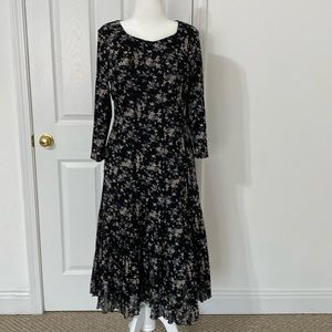 Fit and Flare Black Floral Dress